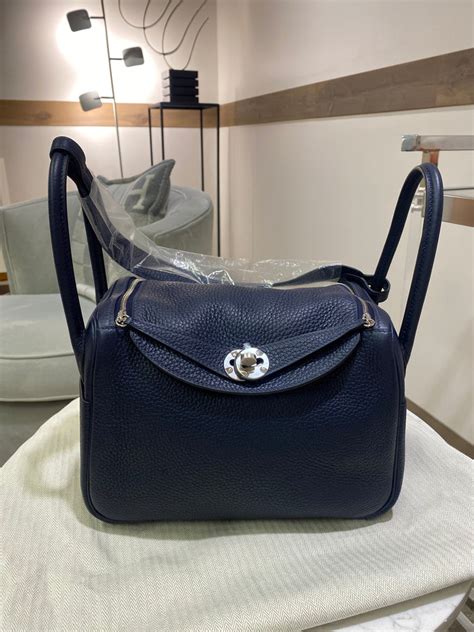 Hermes Lindy 26 Bleu Nuit Clemence Palladium Hardware